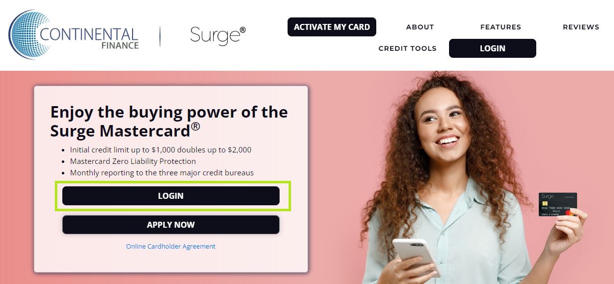 Surge Credit Card Login